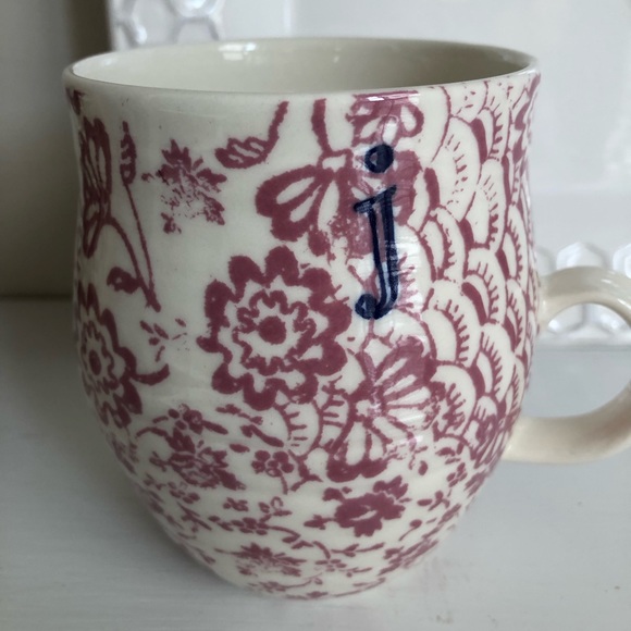 Anthropologie Homegrown Monogram Floral J Mug